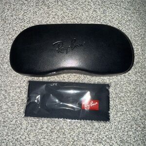 Ray-Ban Black Sunglasses Case with Light Gray Interior and new lense wipe